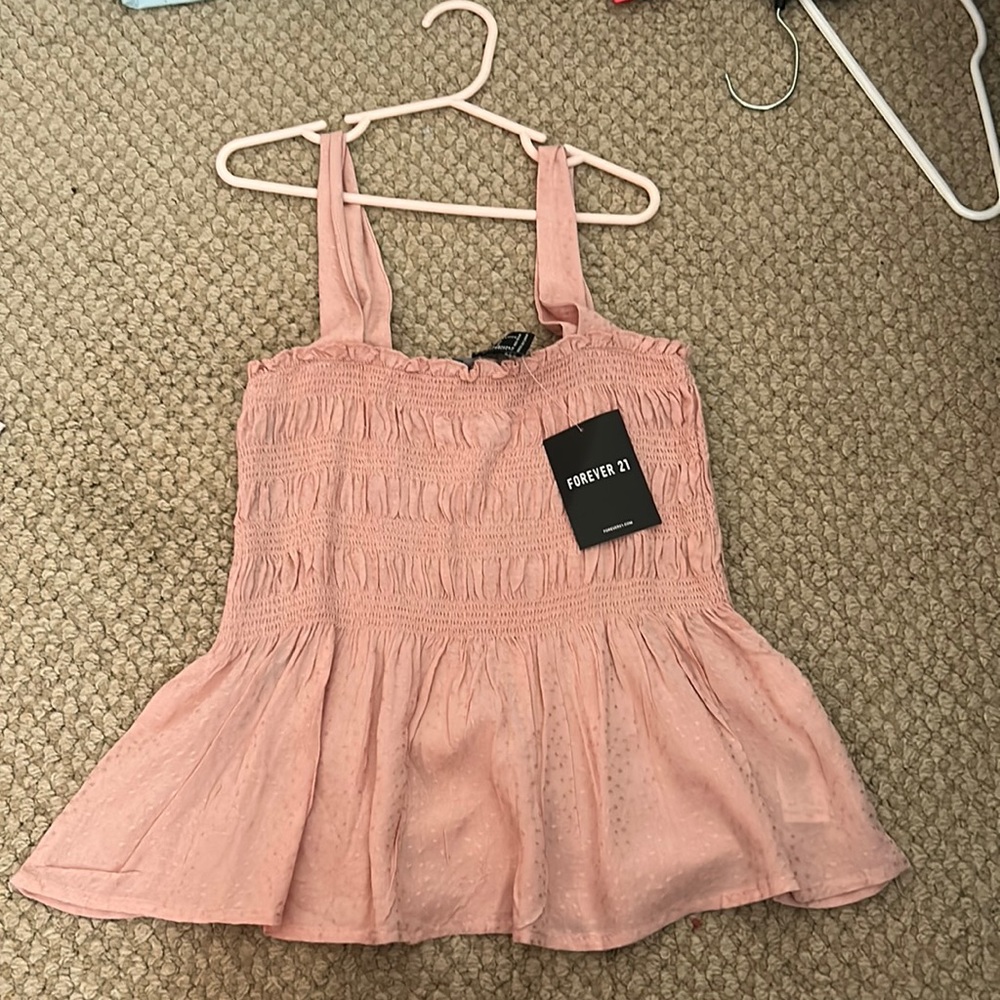 forever 21 pink smocked top